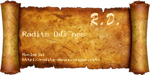 Radits Dénes névjegykártya